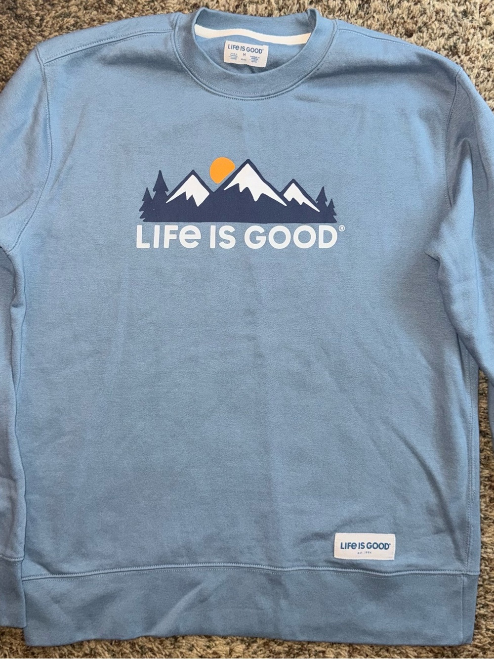Life is Good Men’s M Blue Mountain Graphic Crewneck Sweatshirt Outdoor